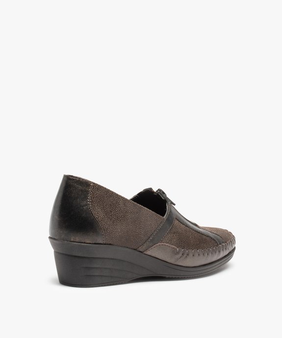 Mocassins confort femme en cuir fermeture zippée vue4 - GEMO (CONFORT) - GEMO