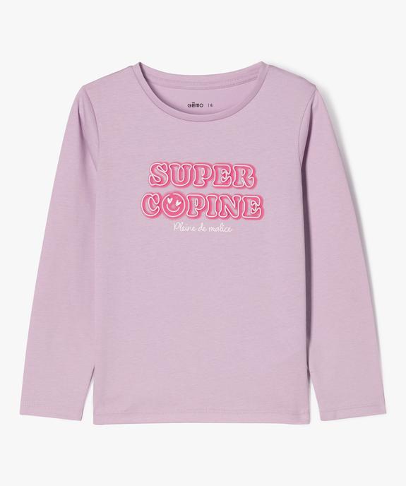 Tee-shirt à manches longues avec motifs girly fille vue1 - GEMO (ENFANT) - GEMO