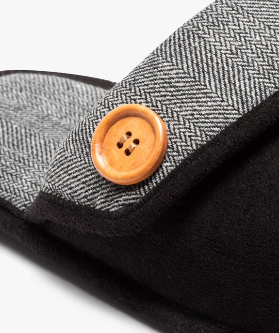 Chaussons homme en velours avec revers motif chevrons vue6 - GEMO(HOMWR HOM) - GEMO