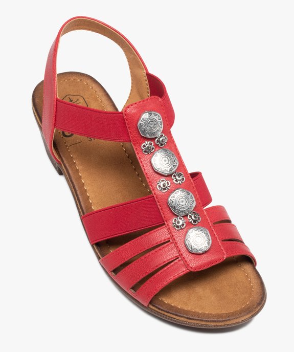 Sandales femme confort à talon et brides élastiquées vue5 - GEMO (CONFORT) - GEMO