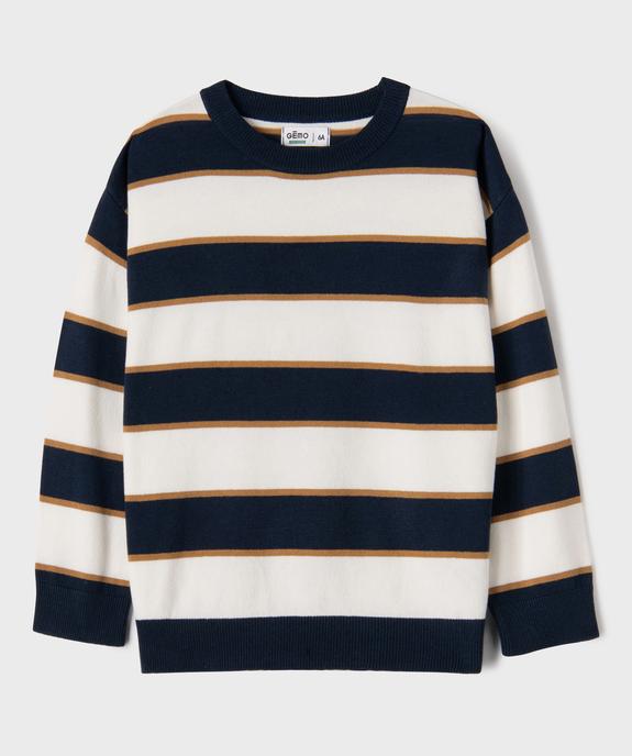 Pull rayé à col rond garçon vue1 - GEMO (ENFANT) - GEMO