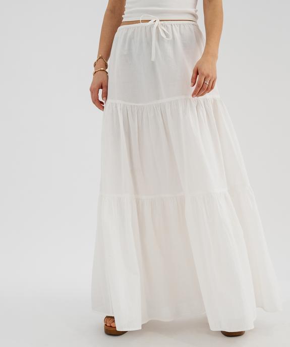 Jupe longue à volant en voile de coton femme vue1 - GEMO(FEMME PAP) - GEMO