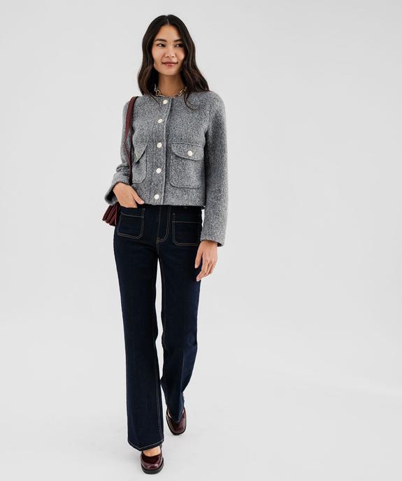 Veste courte en maille bouclée femme vue4 - GEMO 4G FEMME - GEMO