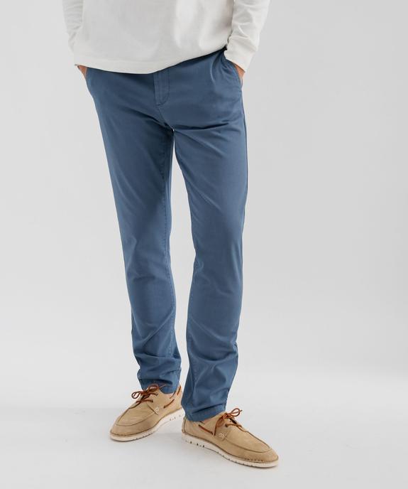 Pantalon chino coupe slim en toile de coton stretch au coloris unique homme vue1 - GEMO 4G HOMME - GEMO
