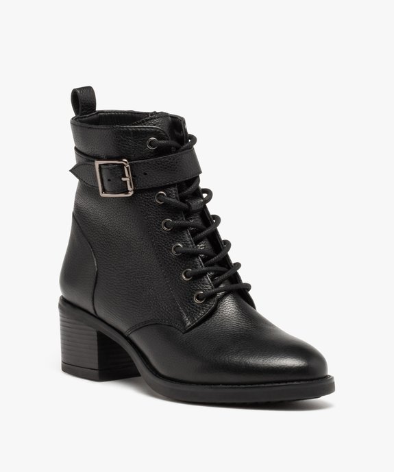 Bottines femme à talon en cuir grainé uni - Taneo  vue2 - TANEO - GEMO