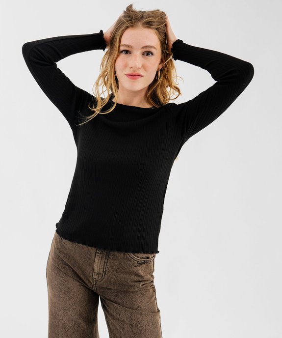Tee-shirt manches longues en maille côtelée extensible femme vue1 - GEMO(FEMME PAP) - GEMO