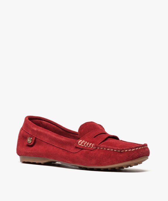 Mocassins femme en cuir uni et semelle à picots vue2 - GEMO (CASUAL) - GEMO