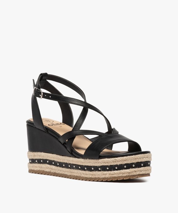 Sandales femme à talon compensé avec clous décoratifs vue2 - GEMO(URBAIN) - GEMO
