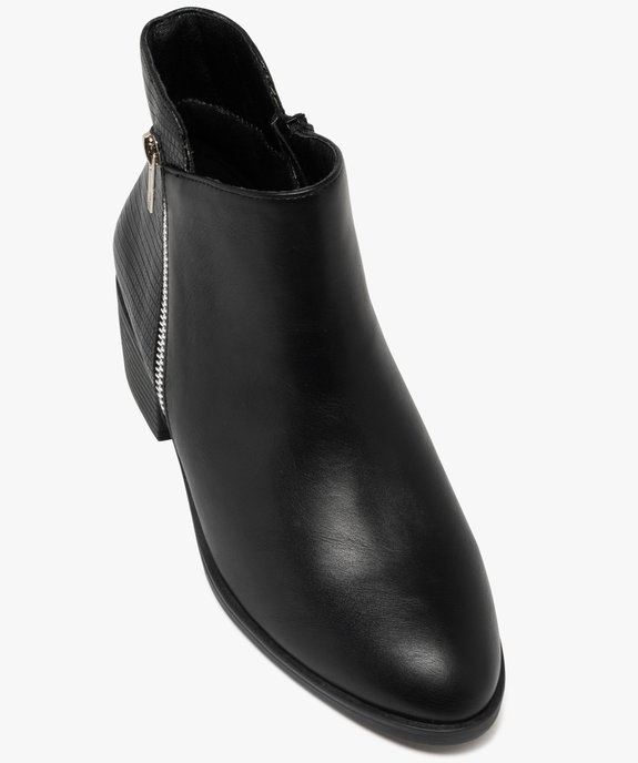 Bottines femme avec zip fantaisie et arrière effet grainé vue6 - GEMO (CASUAL) - GEMO