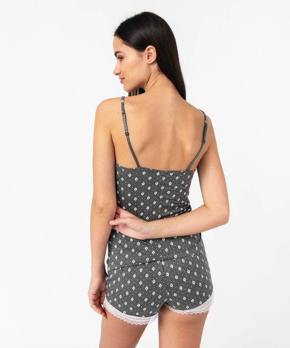 Haut de pyjama à fines bretelles et dentelle femme vue3 - GEMO 4G FEMME - GEMO