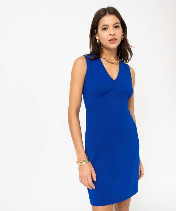 Robe empire courte sans manches unie femme vue1 - GEMO(FEMME PAP) - GEMO
