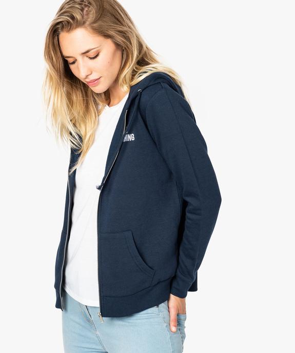 Sweat femme zippé à capuche et motif vue1 - FOLLOW ME - GEMO