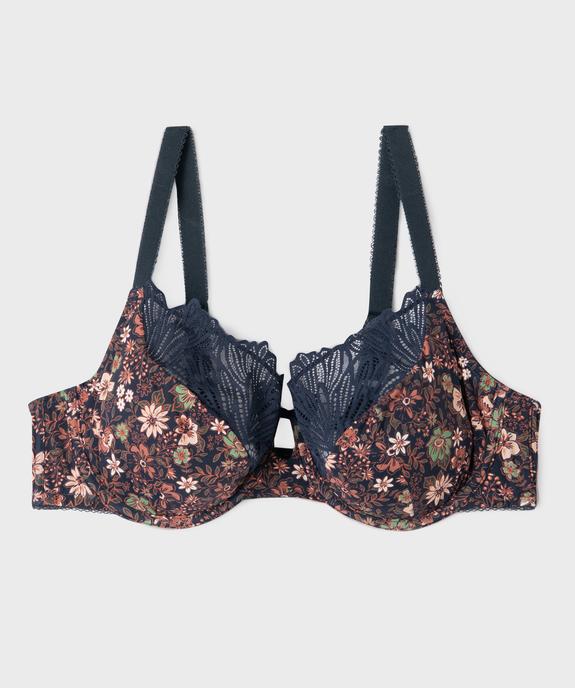 Soutien-gorge emboitant en microfibre et dentelle femme grande taille vue1 - GEMO(HOMWR FEM) - GEMO