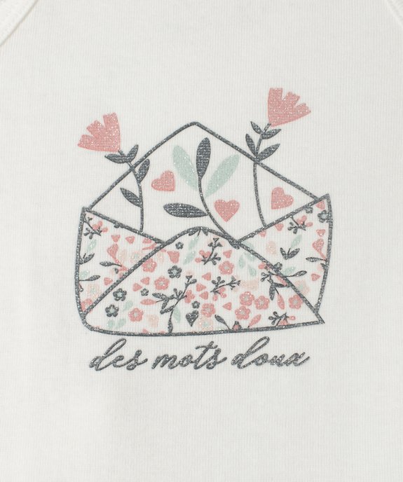 Body bébé fille à bretelles motifs fleurs et rayures 100% coton biologique (lot de 3) vue2 - GEMO 4G BEBE - GEMO