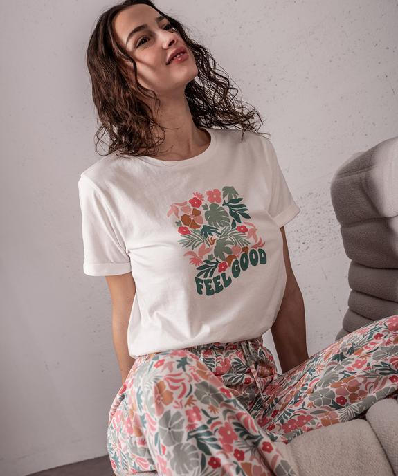 Haut de pyjama à manches courtes et motif femme vue6 - GEMO 4G FEMME - GEMO
