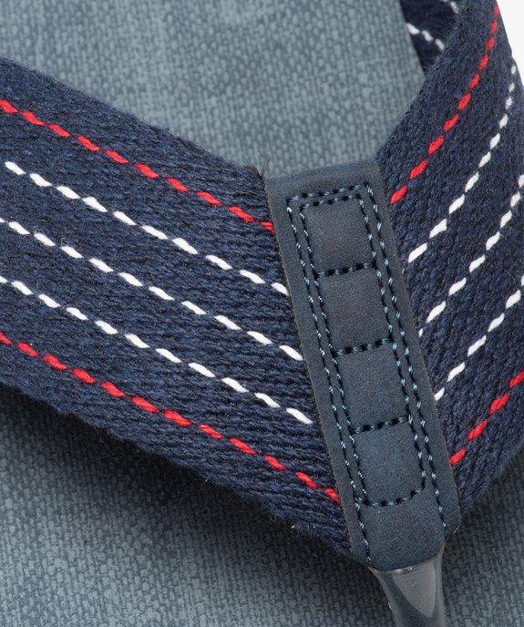 Tongs homme à larges brides en toile rayée vue6 - GEMO (PLAGE) - GEMO