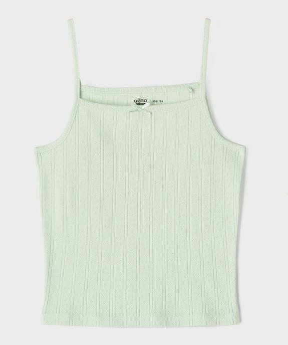 Débardeur à fines bretelles en maille pointelle fille vue2 - GEMO 4G FILLE - GEMO