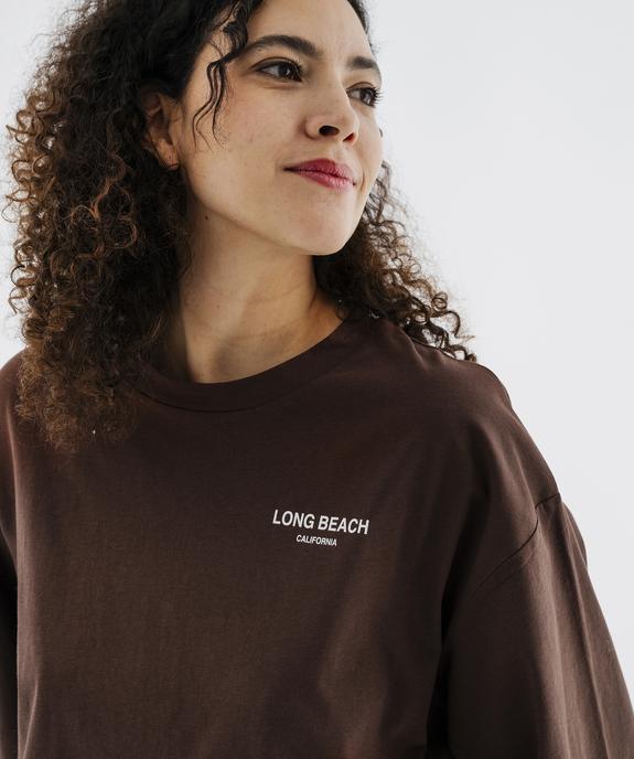 Tee-shirt manches courtes coupe large en jersey de coton imprimé femme vue2 - GEMO 4G FEMME - GEMO