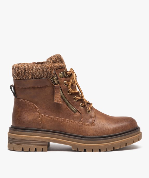 Boots femme fourrées unies avec col chaussette  vue1 - GEMO (CASUAL) - GEMO