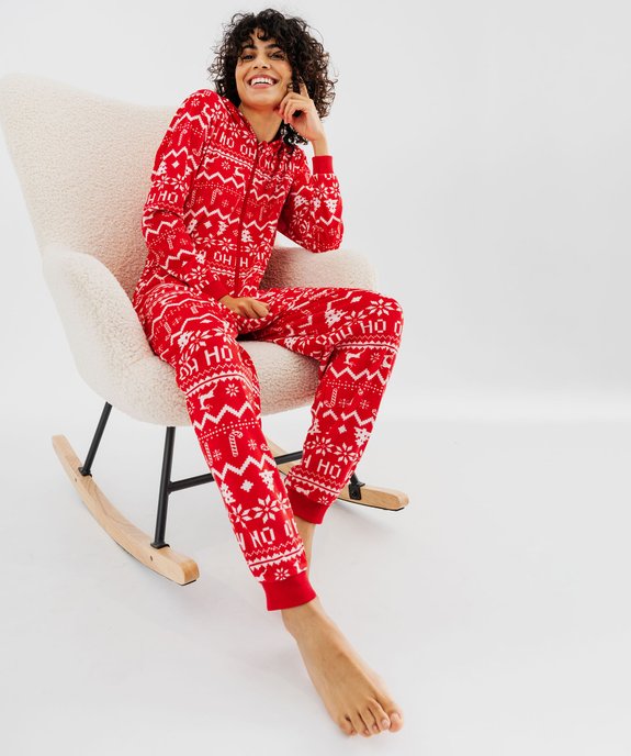Combinaison pyjama de Noël en velours à capuche femme vue4 - GEMO(HOMWR FEM) - GEMO