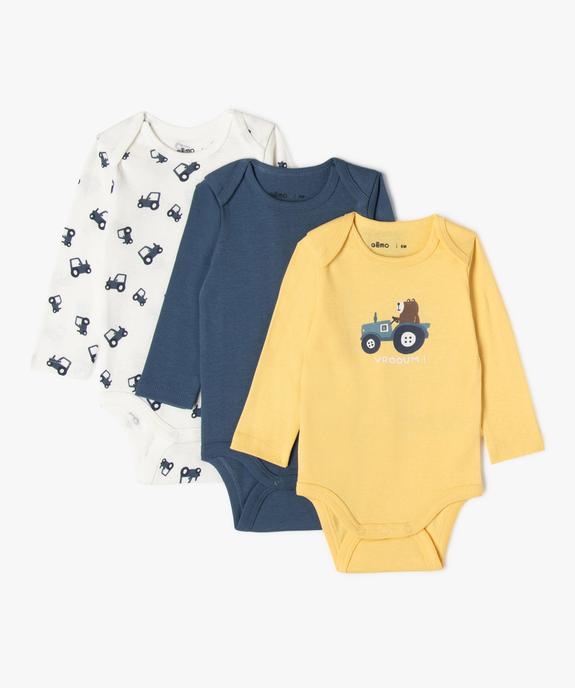 Body à manches longues avec motifs tracteurs bébé garçon (lot de 3) vue1 - GEMO 4G BEBE - GEMO
