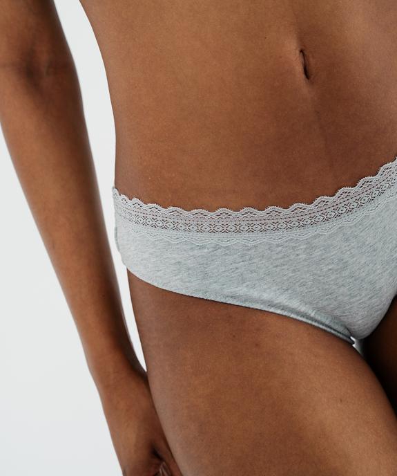 Culotte en coton stretch à ceinture dentelle élastique femme (lot de 2) vue2 - GEMO 4G FEMME - GEMO
