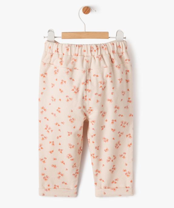 Pantalon en velours côtelé à motifs fleuris bébé fille vue4 - GEMO(BEBE DEBT) - GEMO