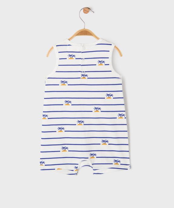 Combishort en coton à rayures et motifs palmiers bébé garçon vue3 - GEMO 4G BEBE - GEMO