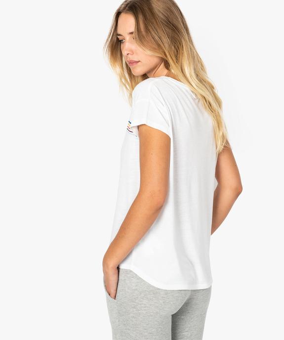 Tee-shirt femme loose à manches courtes avec inscription vue3 - FOLLOW ME - GEMO