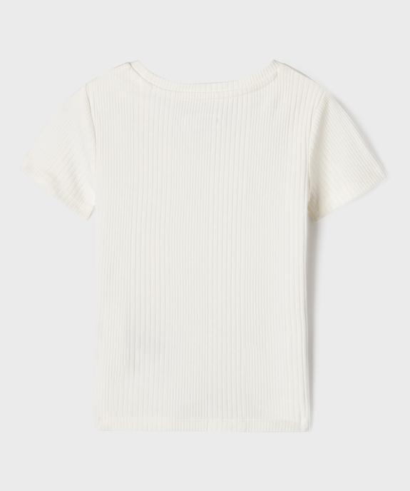 Tee-shirt manches courtes en maille côtelée fille vue3 - GEMO 4G FILLE - GEMO