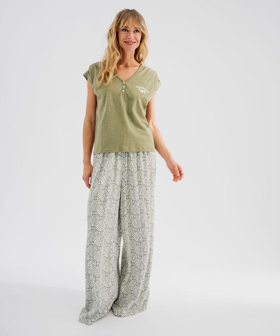 Haut de pyjama manches courtes à col V femme vue4 - GEMO 4G FEMME - GEMO