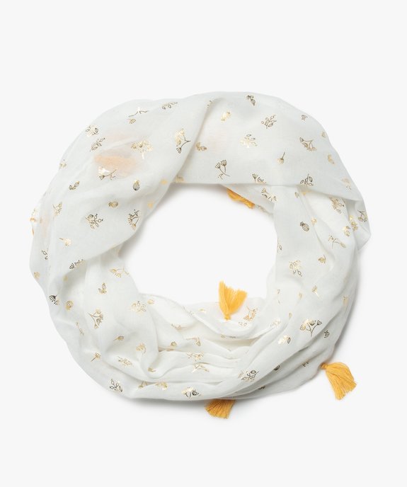 Foulard fille tour de cou multiposition motif doré et pompons vue1 - GEMO 4G FILLE - GEMO