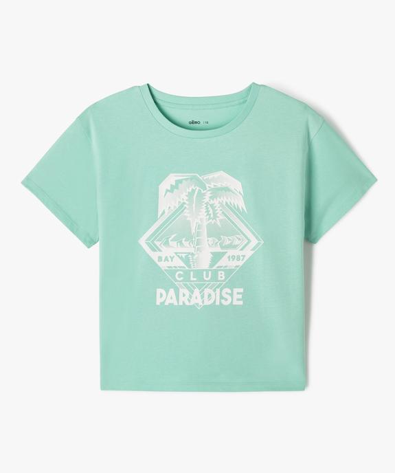 Tee-shirt à manches courtes avec motif palmier fille vue1 - GEMO (JUNIOR) - GEMO