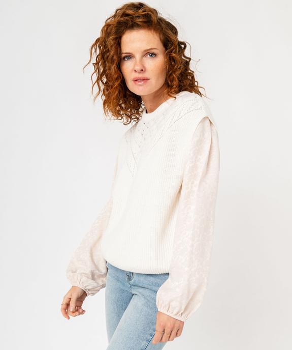 Pull sans manches avec buste en maille ajourée femme vue1 - GEMO(FEMME PAP) - GEMO