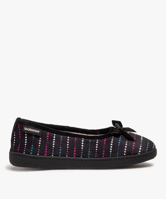 Chaussons femme ballerines en velours à pois - Isotoner vue1 - ISOTONER - GEMO