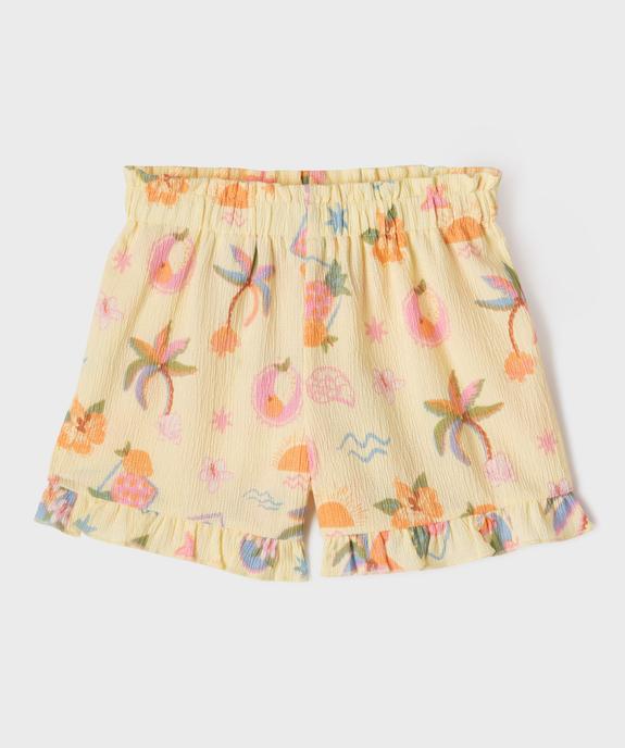 Short en maille texturée imprimée à volants fille vue3 - GEMO 4G FILLE - GEMO