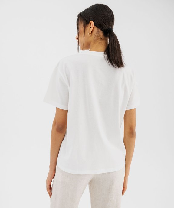 Tee-shirt manches courtes col rond uni en coton femme vue3 - GEMO 4G FEMME - GEMO