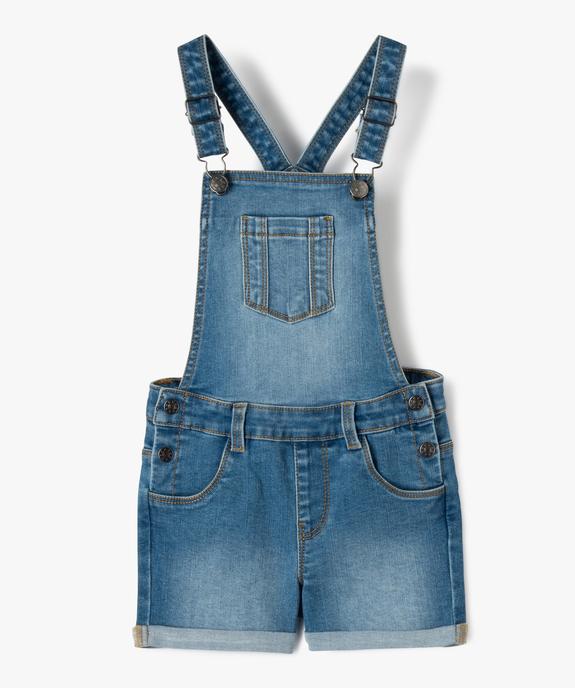Salopette fille en jean coupe courte vue2 - GEMO (ENFANT) - GEMO