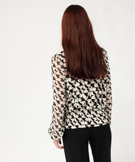 Blouse fluide imprimée à manches longues en voile femme vue3 - GEMO(FEMME PAP) - GEMO