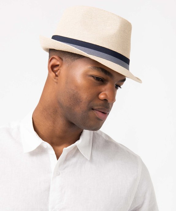 Chapeau homme panama en paille avec ruban bicolore vue3 - GEMO (ACCESS) - GEMO