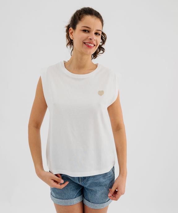 Débardeur femme en jersey de coton à broderie cœur femme vue4 - GEMO(FEMME PAP) - GEMO