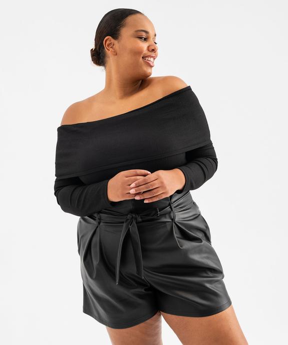 Tee-shirt manches longues col Bardot épaules dénudées femme grande taille - GEMO (G TAILLE) Tee-shirt manches longues col Bardot épaules dénudées femme grande taille vue5 - GEMO (G TAILLE) - GEMO