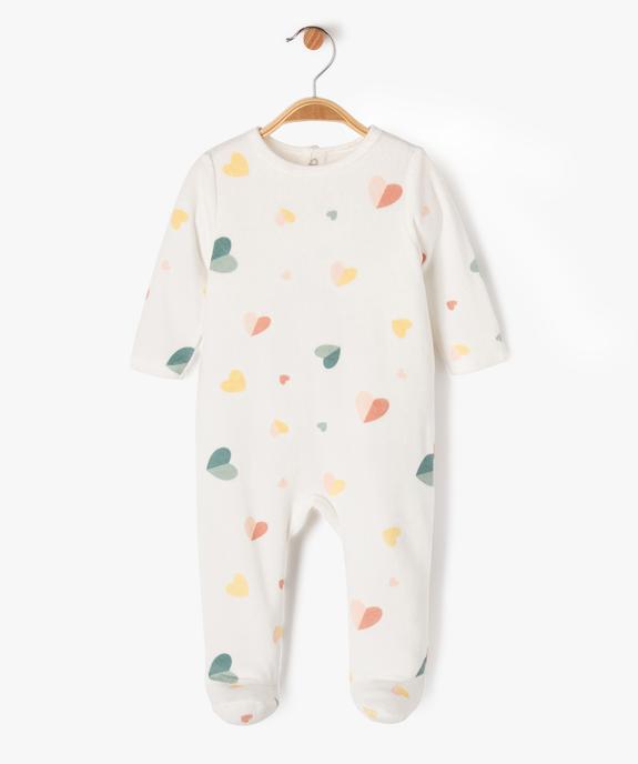 Pyjama en velours dors-bien motif cœurs bébé vue2 - GEMO 4G BEBE - GEMO