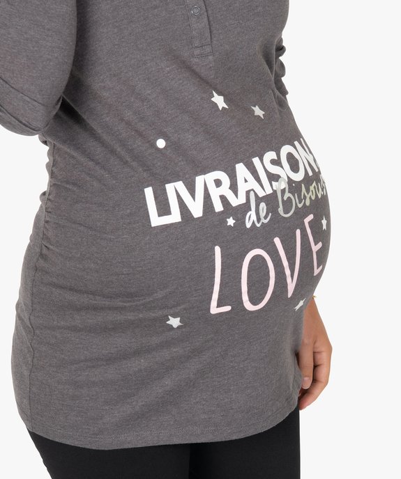 Pyjama de grossesse taille haute et manches longues vue2 - GEMO (MATER) - GEMO