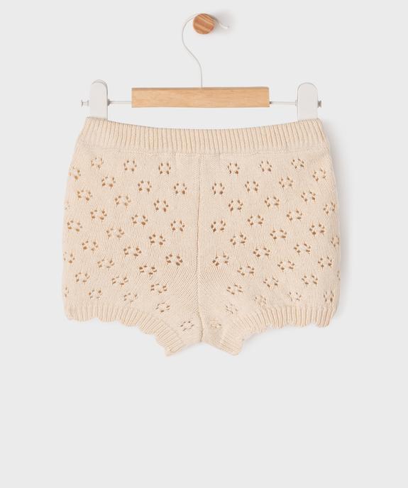 Short en maille ajourée en coton biologique bébé fille vue3 - GEMO 4G BEBE - GEMO