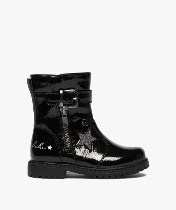 Boots fille vernies à détails argentés avec zip intérieur et fantaisie - LuluCastagnette vue1 - LULU CASTAGNETT - GEMO