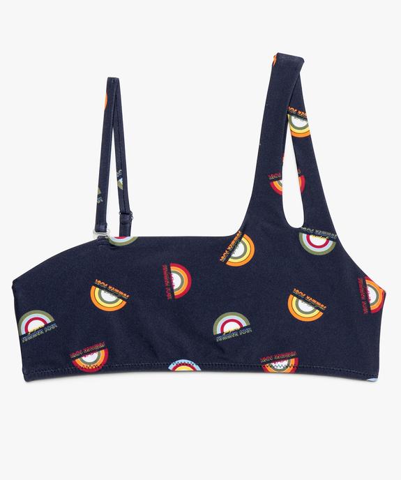 Haut de maillot de bain fille imprimé à bretelles asymétriques vue1 - GEMO (JUNIOR) - GEMO