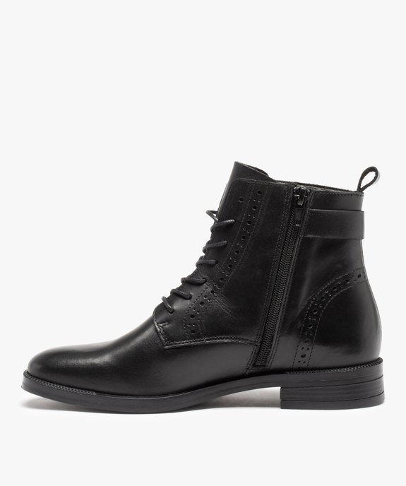Bottines femme à lacet dessus cuir à bords perforés – Tanéo vue4 - TANEO - GEMO