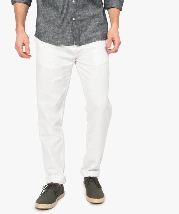 Pantalon homme straight en lin mélangé à taille élastiquée vue1 - GEMO (HOMME) - GEMO