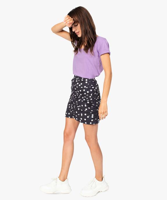 Tee-shirt femme à col V et manches courtes vue5 - GEMO(FEMME PAP) - GEMO